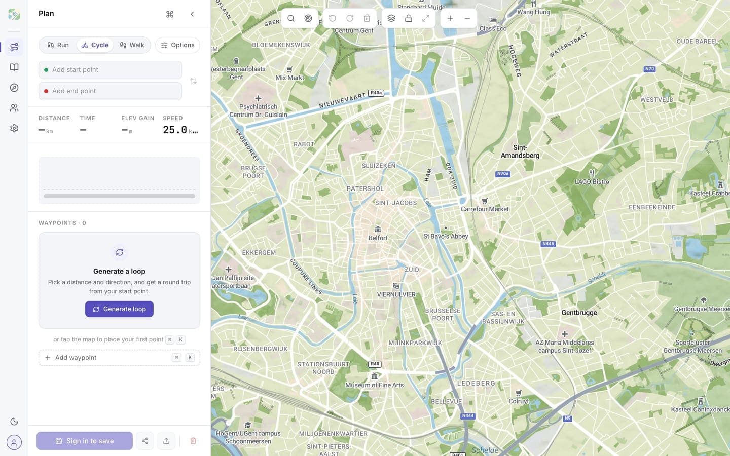 De lege planner, klaar voor een eerste waypoint